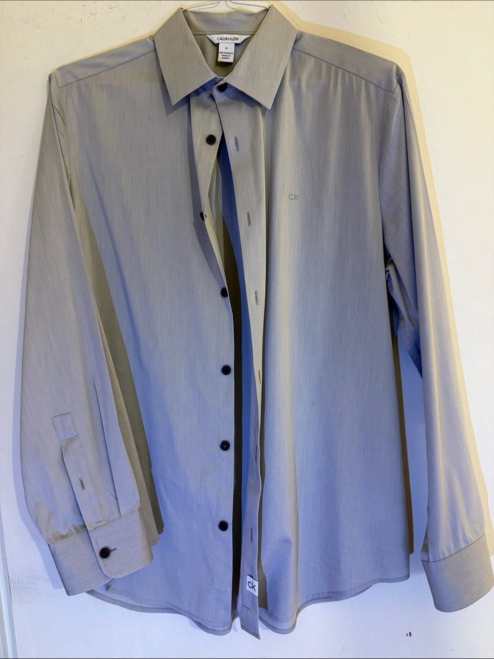 Calvin Klein Men's Light Gray Long-Sleeve Dress Shirt
